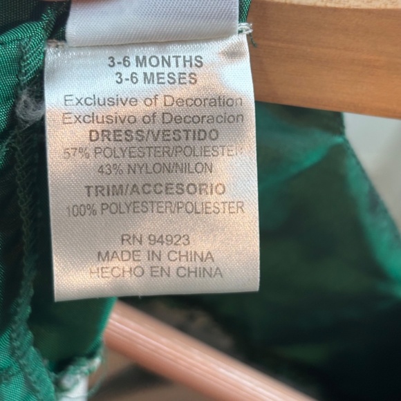 VTG 90s Christmas Dress 6M Bryan Green Holiday Classic Puff Sleeve Satin Velvet - Picture 5 of 8